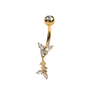 Piercing au nombril en titane avec un design en forme de papillon