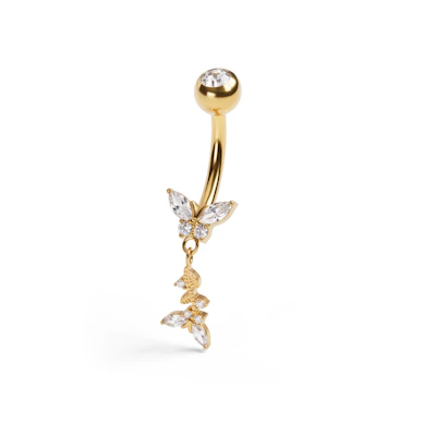 Piercing au nombril en titane avec un design en forme de papillon