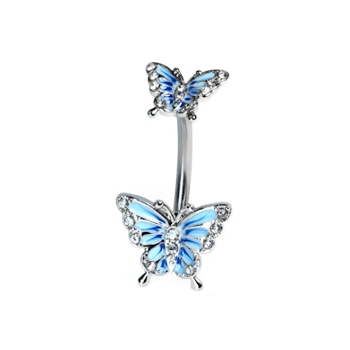 Barbell pour le nombril avec deux papillons
