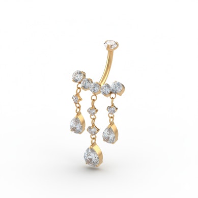 Barbell en titane pour le nombril avec pierres pendantes