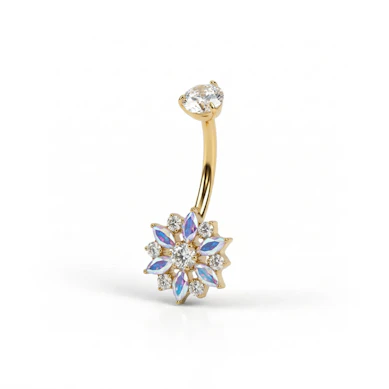 Piercing au nombril en titane avec une fleur