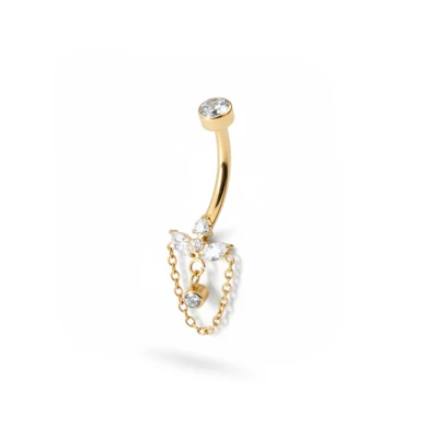 Piercing pour le nombril en titane avec fleur de lotus