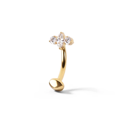 Piercing au nombril flottant en titane et pierre marquise