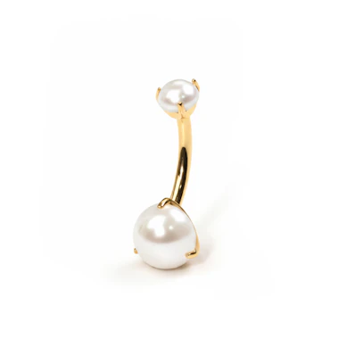 Piercing au nombril en titane orné de perles