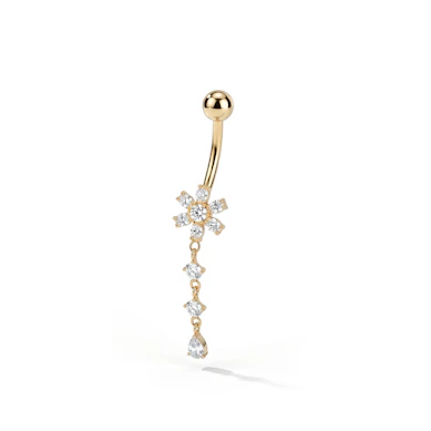 Barbell en titane avec une fleur et des pierres en cascade