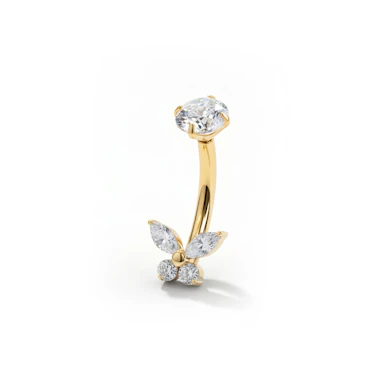 Piercing au nombril en titane avec motif papillon