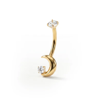 Piercing au nombril en titane à motif étoile et lune