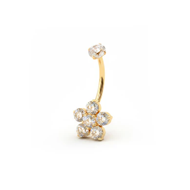 Piercing pour le nombril en titane et motif fleur