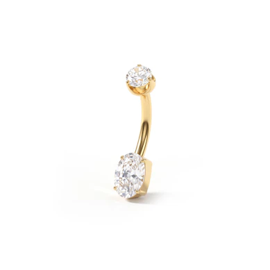 Barbell en titane pour le nombril plaqué or 24K