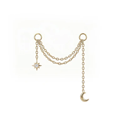 Chaîne en titane avec une étoile et une lune