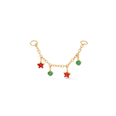 Chaîne en titane avec étoiles et boules de Noël