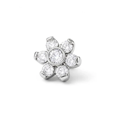 Ancre dermal avec pierres en forme de fleur étoilée
