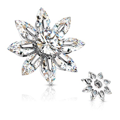 Ancre dermal avec une fleur et une pierre centrale