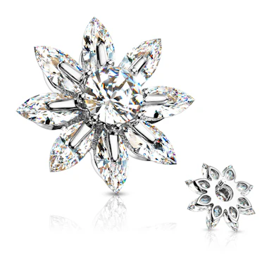 Ancre dermal avec une fleur et une pierre centrale