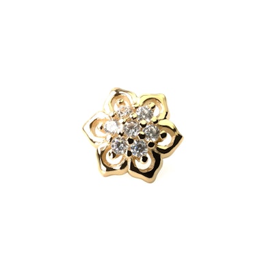 Ancre dermal avec une fleur en or 14 carats et 7 pierres au centre