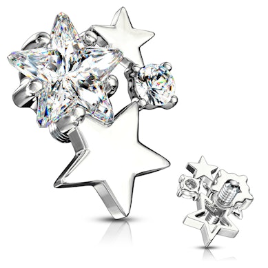 Ancre dermal avec des pierres et des étoiles