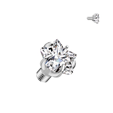 Dermal top en titane avec étoile ornée d'une pierre