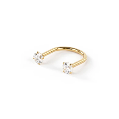 Boucle d'oreille push-in en titane en forme de U et pierres