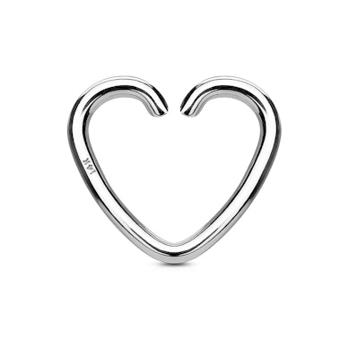 Piercing pour l'oreille en or 14 carats en forme de coeur