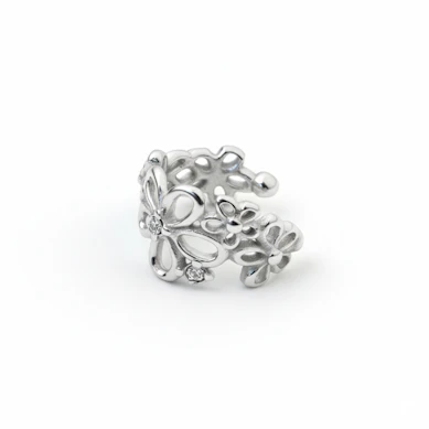 Earcuff en acier chirurgical et design floral