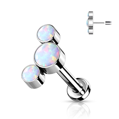Labret push-in en titane et opales