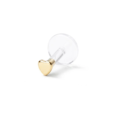 Labret en or 14 carats avec partie supérieure en forme de cœur