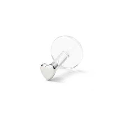 Labret en or 14 carats avec partie supérieure en forme de cœur-Or blanc 14K / PTFE