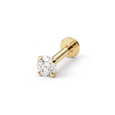 Labret en or 14 carats avec un filetage interne et pierre