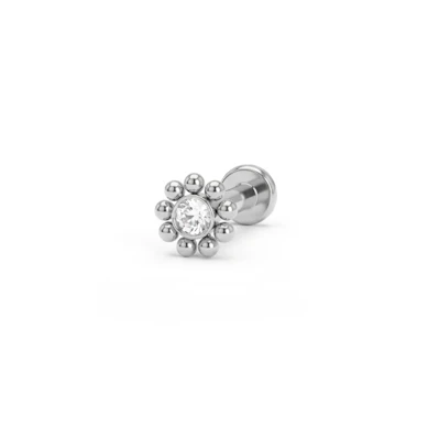 Labret avec filetage interne et des petites perles