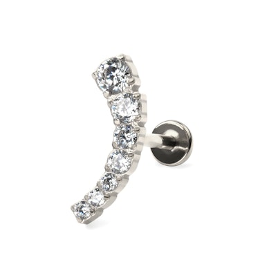 Labret push-in en titane et partie supérieure incurvée ornée de pierres