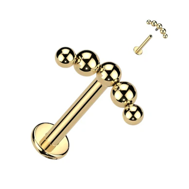 Labret en titane avec partie supérieure ornée de perles décoratives