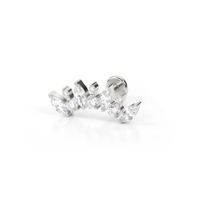 Labret en titane avec des pierres arrondies et taillées en marquise