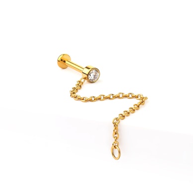 Labret en titane avec une pierre et une chaîne