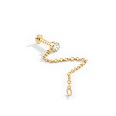 Labret en titane avec une pierre et une chaîne