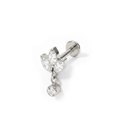 Labret en titane avec fleur de lotus et pierre pendante