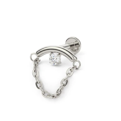 Labret pour hélix flottant avec une pierre et une chaîne