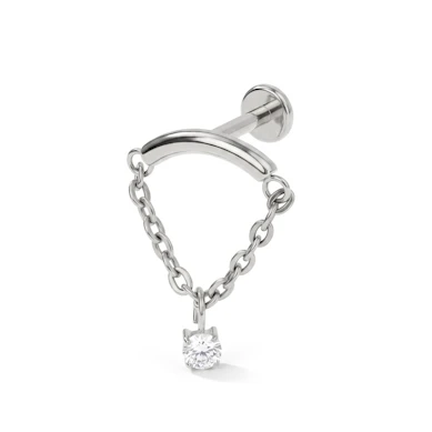 Labret incurvé avec une chaîne et une pierre pendante