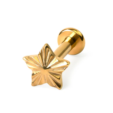 Labret en titane avec design texturé en forme d'étoile