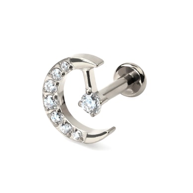 Labret en titane avec un croissant de lune et une étoile