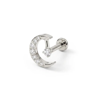 Labret en titane avec un croissant de lune et une étoile