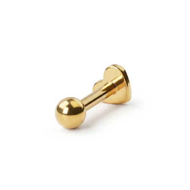 Labret en titane avec embout inférieur plat en forme de cœur