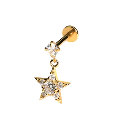Labret avec une étoile pendante ornée de pierres