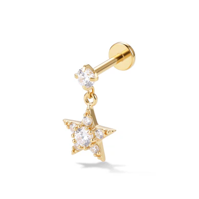 Labret avec une étoile pendante ornée de pierres