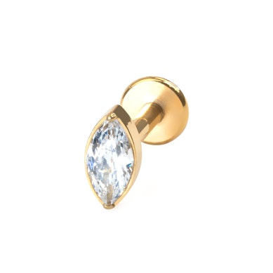 Labret en titane avec pierre taille marquise