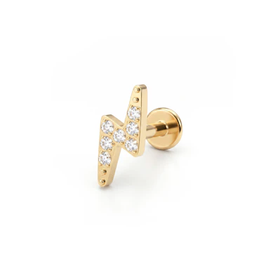 Labret en titane avec design en forme d'éclair orné de pierres