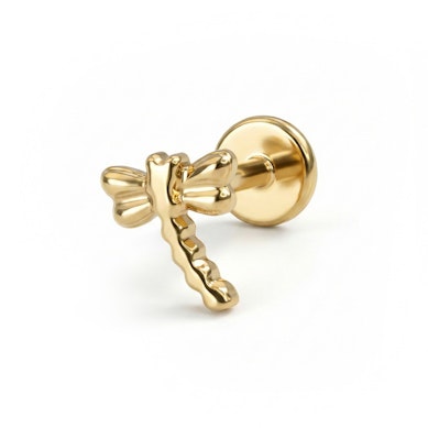 Labret en titane avec design en forme de libellule