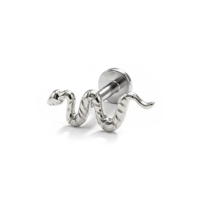Labret push-in en titane avec un serpent