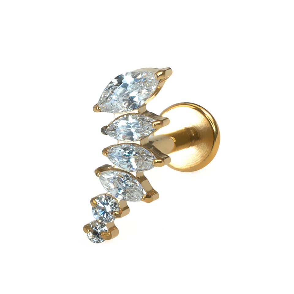 Labret incurvé en titane avec pierres de différentes tailles