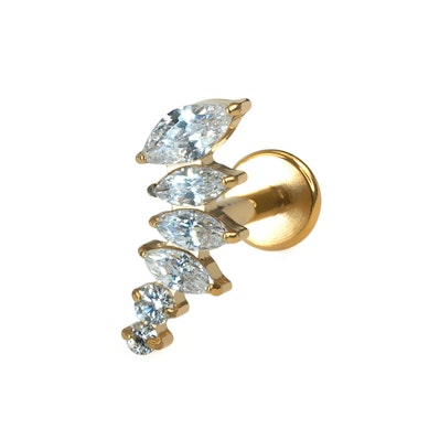 Labret incurvé en titane avec pierres de différentes tailles