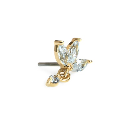 Top push-in en or 14K avec fleur de lotus et pendentif